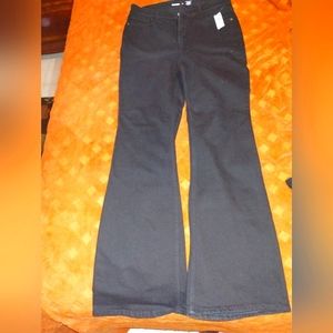 Old Navy Womens Jeans Size 12 Black Denim Stretch Higher High Rise Modern Flared